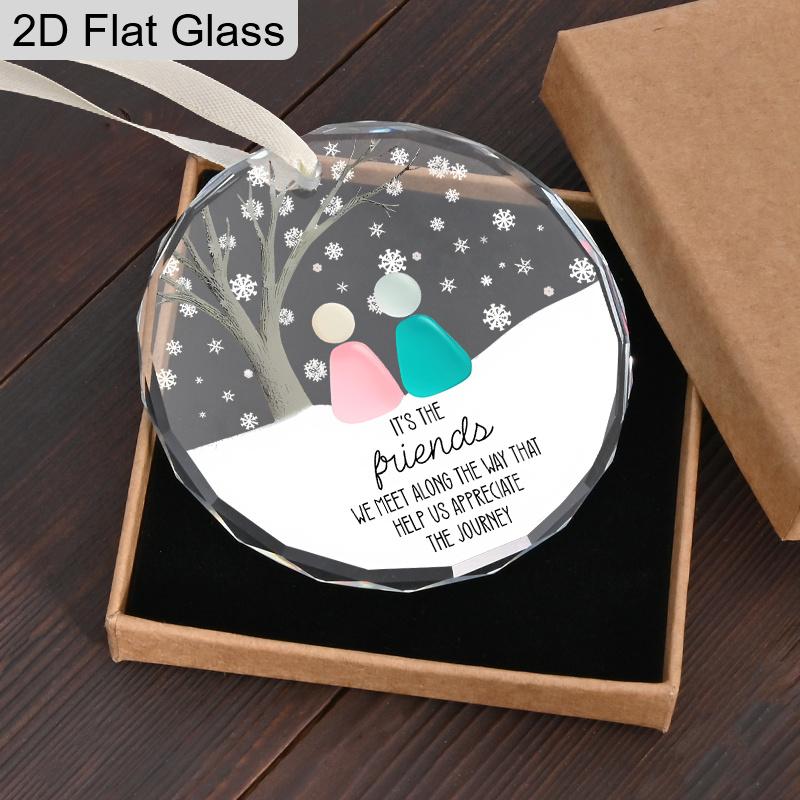 Стеклянное подвесное украшение «Друзья» с узором каменного голема - Прозрачные елочные верхушки с цитатами о дружбе - Идеальный рождественский подарок для друга