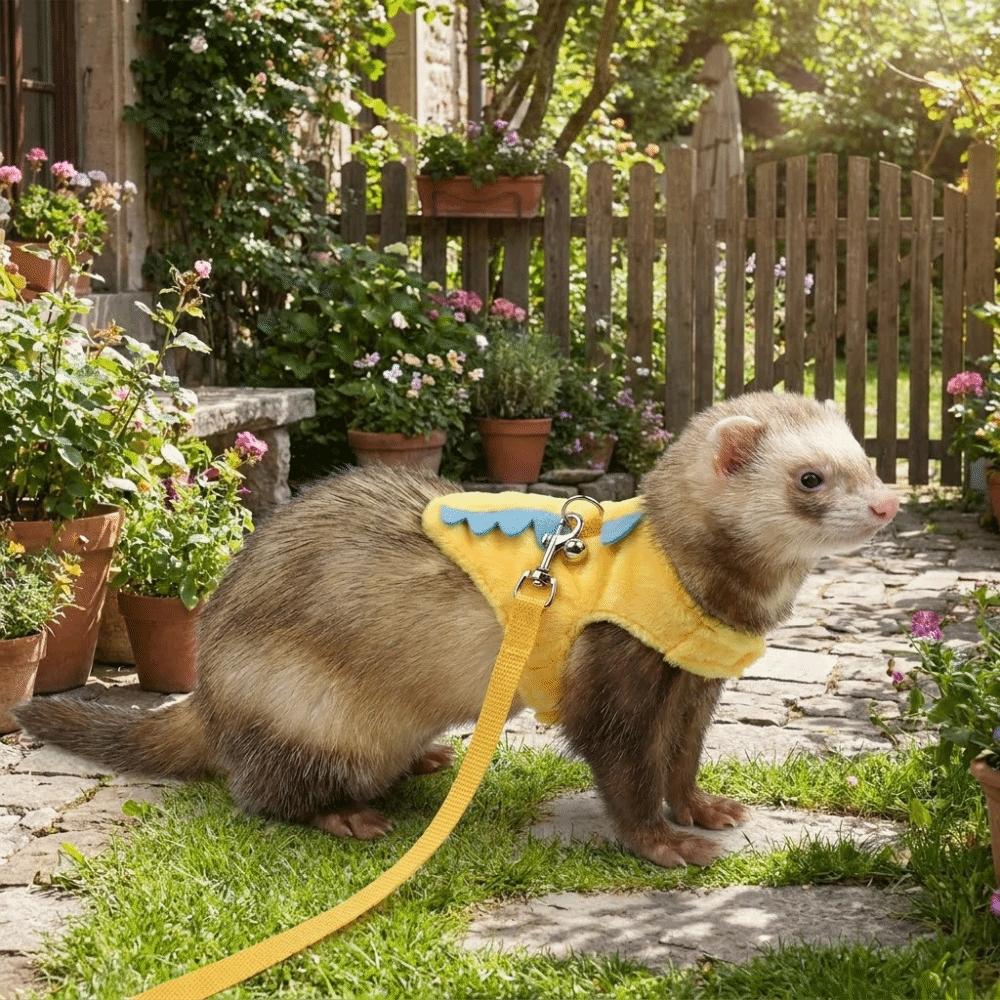 with Bell Ferret Vest Harness Dinosaur Shape Guinea Pig Safety Vest Cute Pet Traction Rope Play