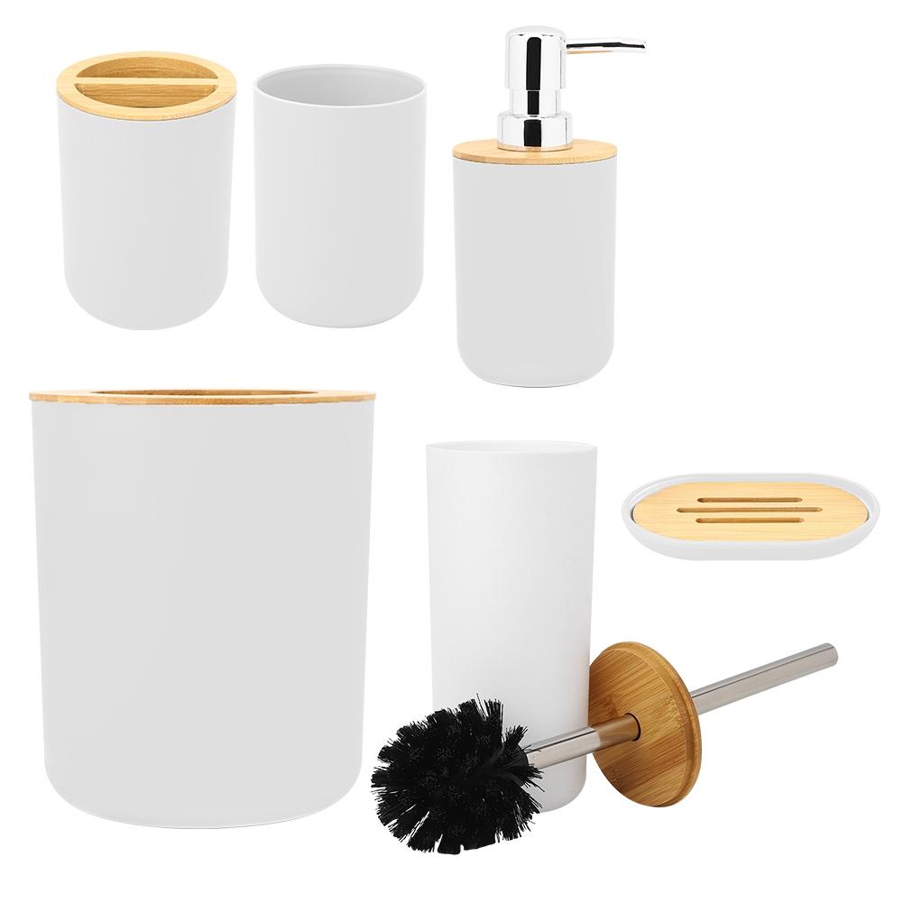 Набор из 6 предметов для дома, ванной комнаты, мыльница, держатель для зубных щеток, стакан для полоскания, бутылочка для лосьона, набор аксессуаров, белый