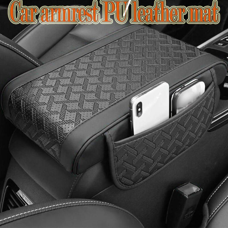 Car Armrest PU Leather Mat With Side Storage Pockets Suitable For Sedans And SUVs Automotive Interior Accessories