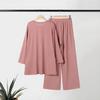 2023 Autumn/Winter Women's Long-Sleeve Top & Wide-Leg Pants Solid Color 2-Piece Casual Sportswear Set