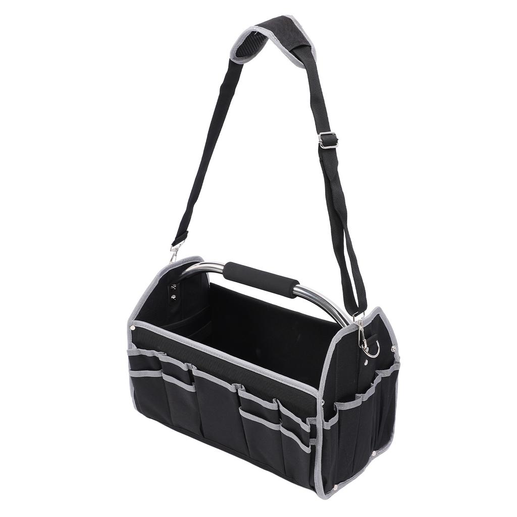 Сумка для инструментов электрика, портативная, большой емкости, многофункциональная, с открытым верхом и стальной ручкой для