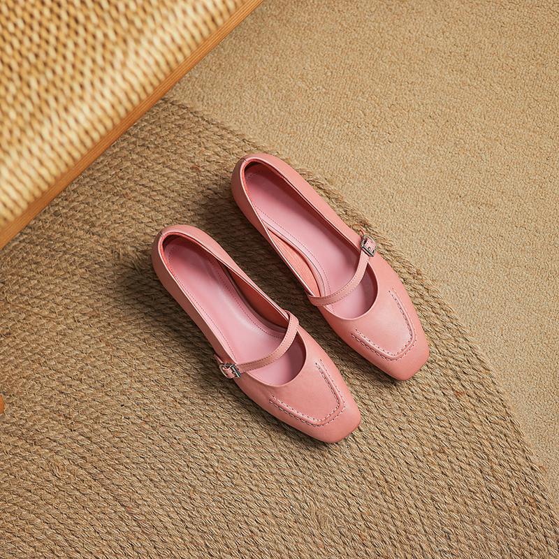 Krazing Pot Коровья кожа весна лето размер 41 низкий каблук женские легкие туфли квадратный носок неглубокие туфли-лодочки