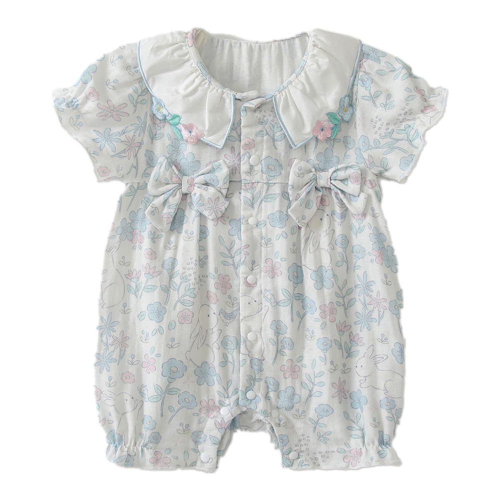 Детское гнездышко Детский Новорожденный Детский Детский Милый Летний Короткий Рукав для Месяцев Комбинезон, Ромпер, Одежда, Носка, Нижнее белье, Одежда для сна/Домашняя одежда Девочки, Голубой, 3-6