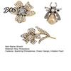 Bag Charm Brooch 3Pcs/Set Women Brooch, Bee Flower Design Pin with Sparkling Rhinestones Imitation Pearl, Retro Style Suit Badge for Jewelry Gift