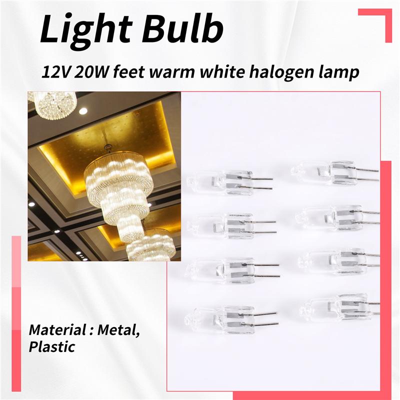 Лампа галогенная A84E-12V 20W, теплый белый свет, цоколь bi-pin, 8 шт.