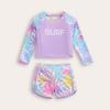 2025 Cute Maple Leaf Print Long Sleeve Swimwear for Toddlers