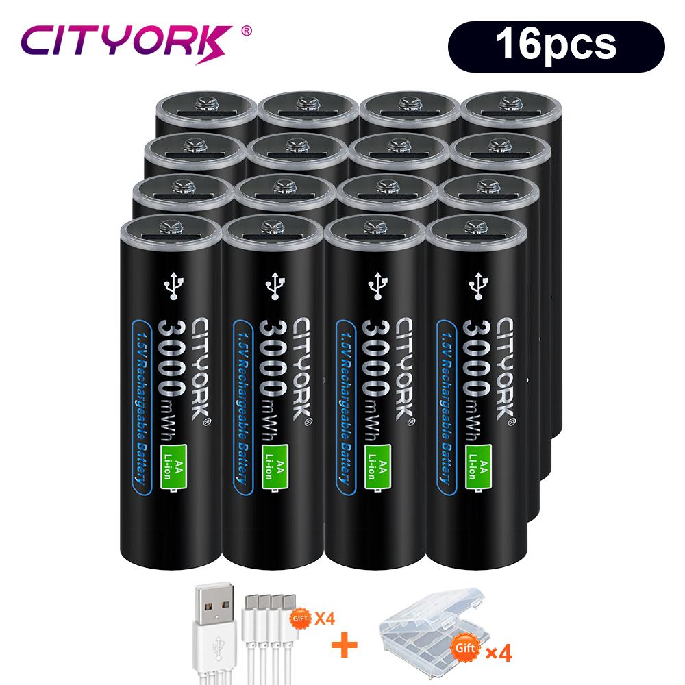 Cityork 1,5 В AA литий-ионная аккумуляторная батарея Micro USB для быстрой зарядки AA Batteri+кабель Type-C для клавиатуры, пульта дистанционного управления, игрушки