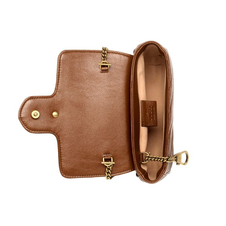 Gucci GG Marmont Mini Shoulder Bag Brown Quilted Leather Gold Hardware Chain Crossbody Bag for Women Daily Commute Party Gift 476433-0OLFT-2535