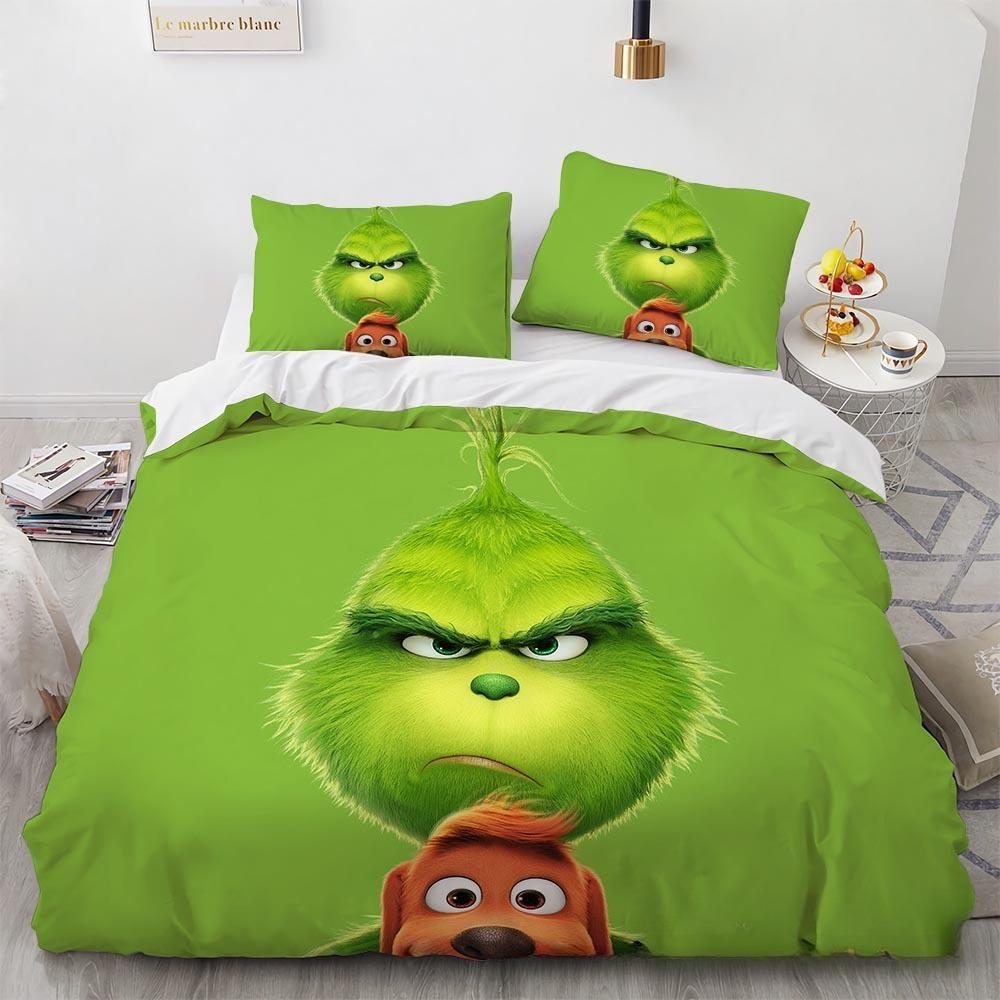 Green Monster G-Grinch Bedding Sets Exquisite Bed Supplies Set G-Grinch Duvet Cover Bed Comforter Set Bedding Set Birthday Gift