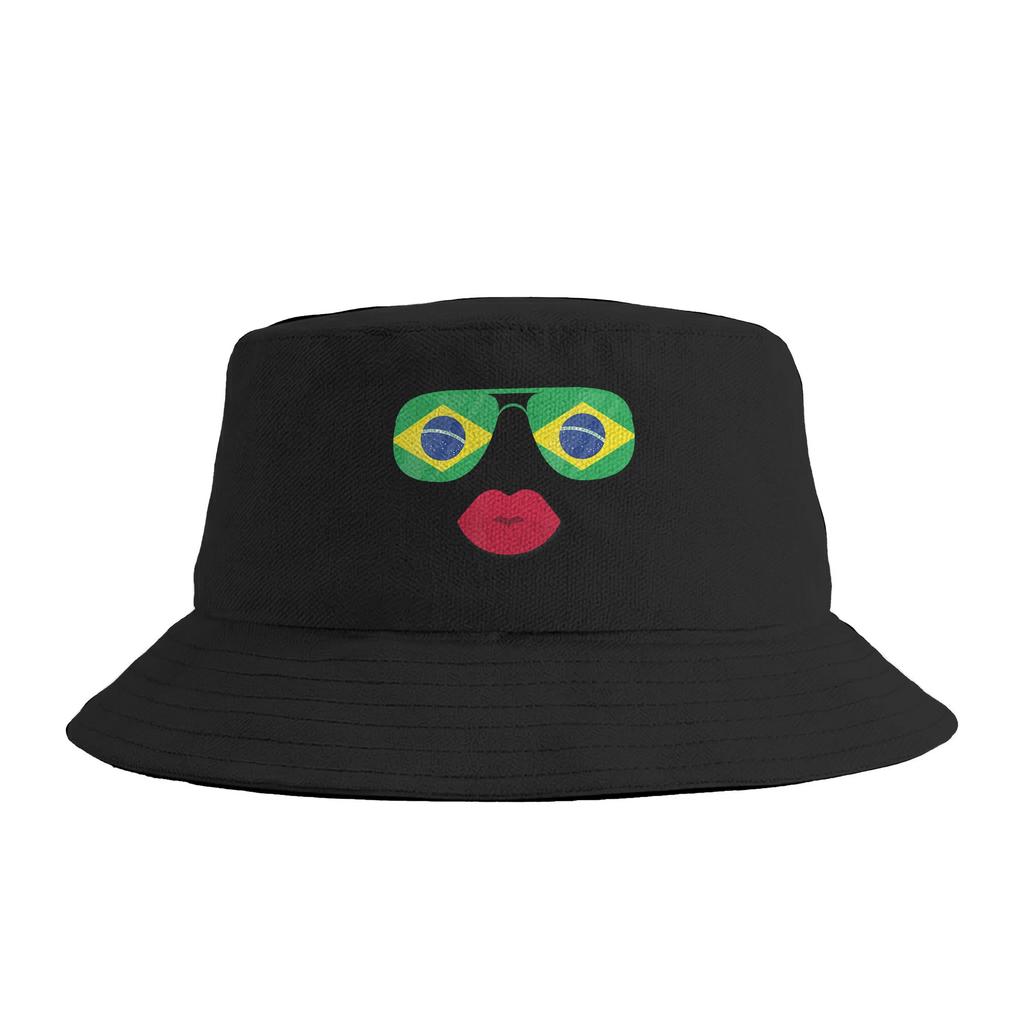 Brazil Brazilian Flag Brasil Graphic Bucket Hat  Hip Hop FisherUnisex Caps Breathable Fishing Sun Hats For Couple Funny Design Cap