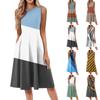Women's Casual Fashion Round Neck Sleeveless Print Midi Dress