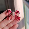 New Oil Drop Bow Brooch, High-end Diamond-encrusted Suit Coat Accessories Corsage Female Red Bow
