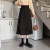 Women's Black A-Line Skirt: Spring, High-Waist, Medium To Long, Irregular Hem, Large Size, Korean Style, Hip-Covering, Flared Umbrella Design.