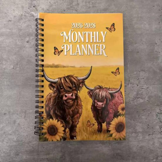 Ежемесячник на 2026-2028 годы Книга-планировщик на 3 года Янв. 2026 - Дек. Календарь на 36 месяцев 2028 года с переплетом на двойной спирали для школьной работы