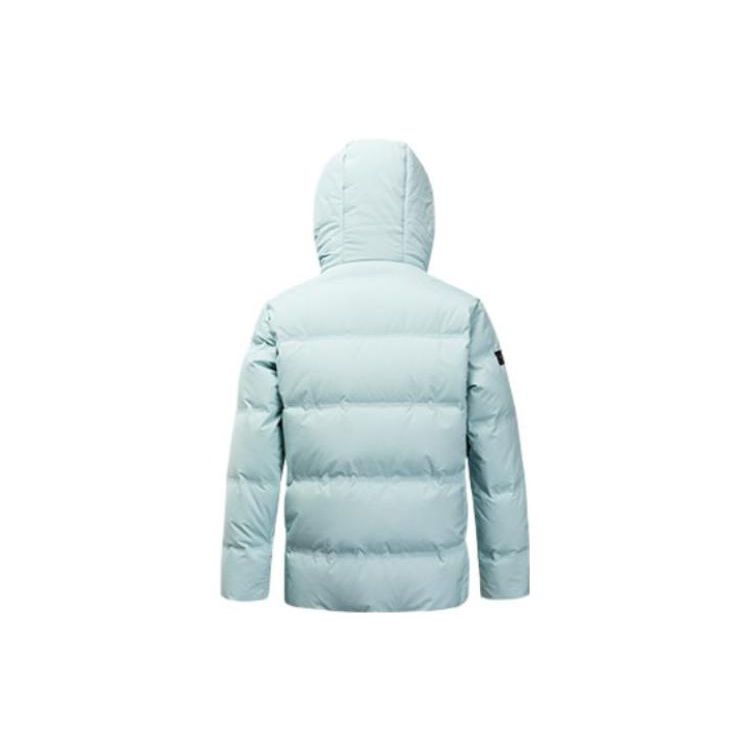 Anta Solid Color Logo Print Zip-Up Hooded Down Jacket Men Outerwear Blue 952247912-1