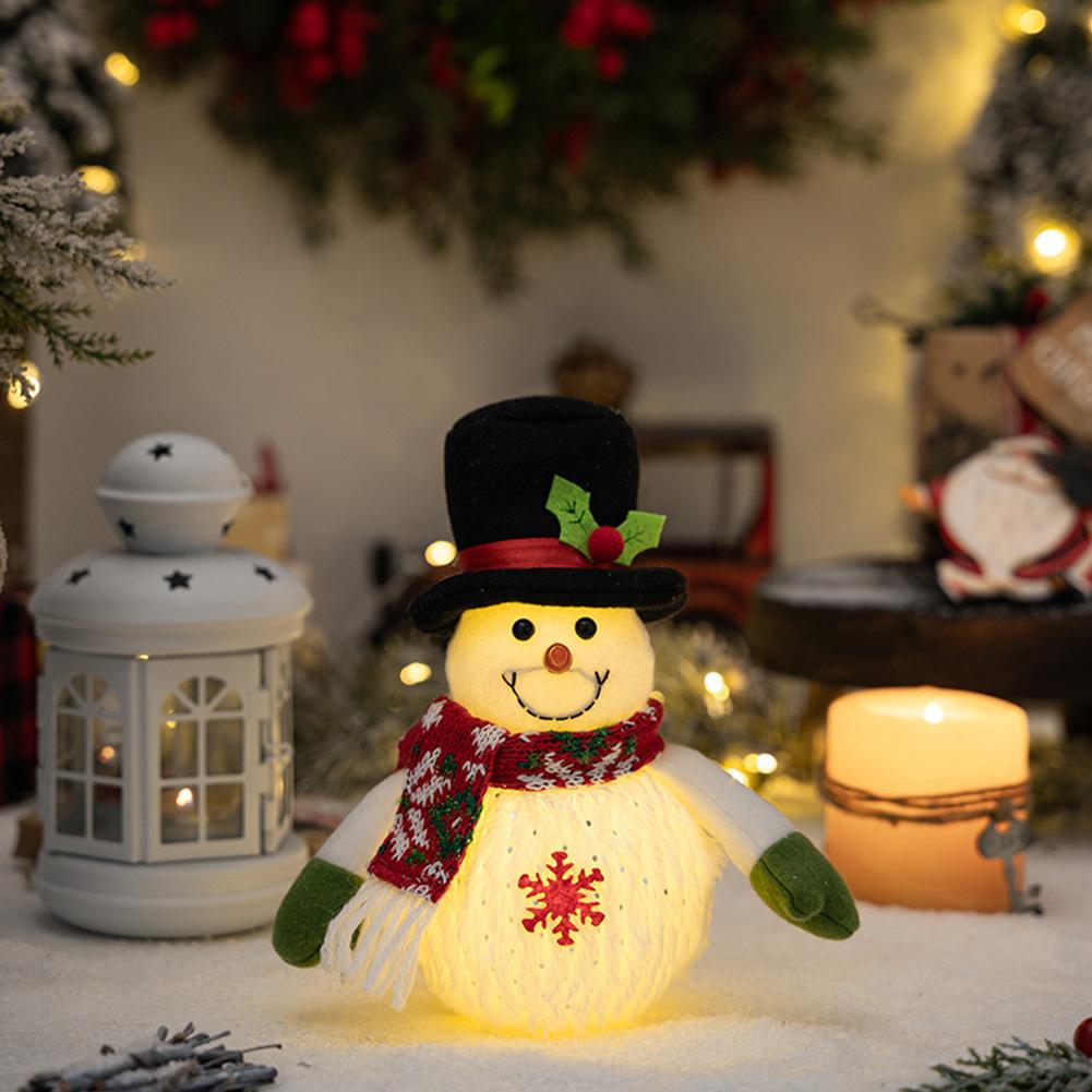 Lighted Christmas Table Decorations, LED Lighted Xmas Snowman Ornaments, Lighted Up Christmas Snowman Doll For Home Indoor Holiday Party Decor