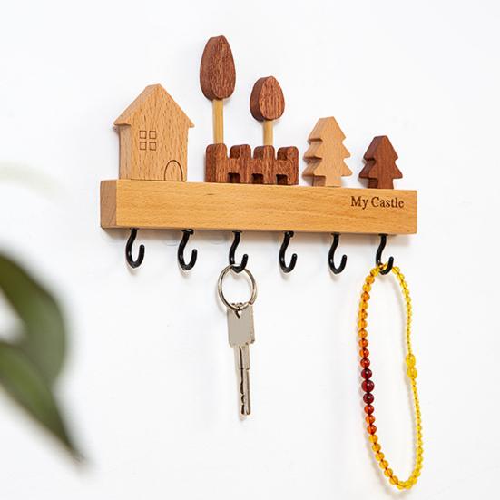 Настенный стеллаж для хранения вещей Крючок для ключей Гладкий край Без заусенцев Простая установка Вход