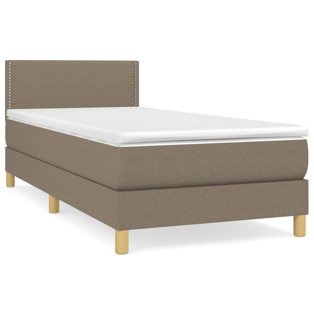 Box Spring Bed with Mattress Taupe 90 x 200 cm Fabric