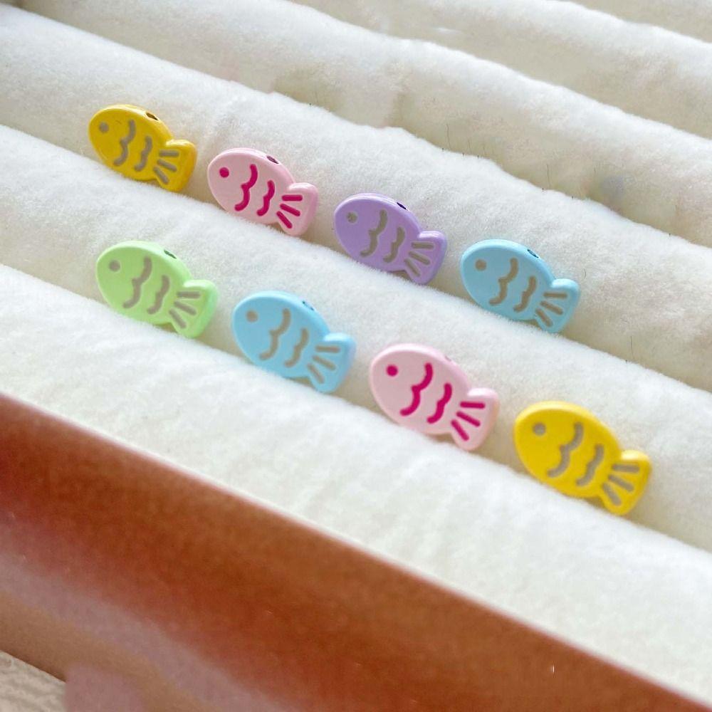 10pcs Handmade Craft Spacer Loose Beads Zinc Zinc Alloy Jewelry Making Material Hairpin Small Fish Beads Gift