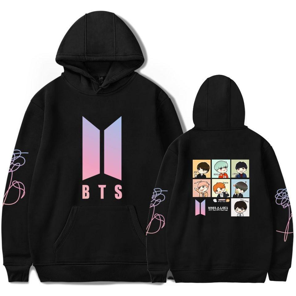 Bts Hoodie With Embroidered Graphic Cotton Fleece For Youth Casual Wear