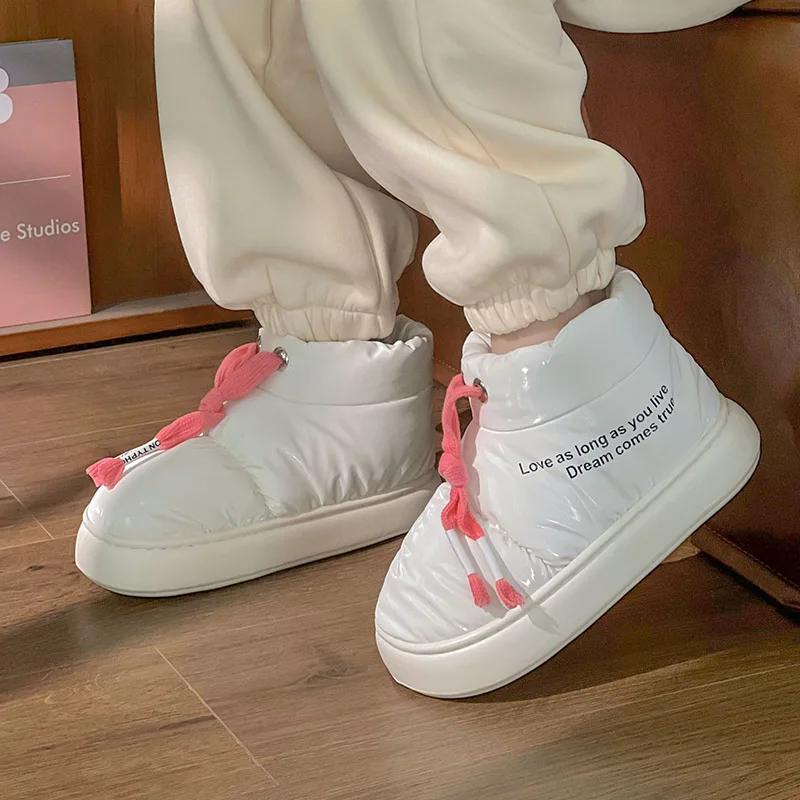 Утолщенные плюшевые зимние ботинки для женщин, пуховые водонепроницаемые нескользящие теплые зимние ботинки для женщин, удобные на мягкой подошве, повседневные хлопковые ботинки для женщин