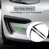 Front Fog Lamp Trim for Tesla Model 3 Accessories Bumper Cover Wind Knife ABS Carbon Fiber Look Blade Trim Light Eyebrow Spoiler