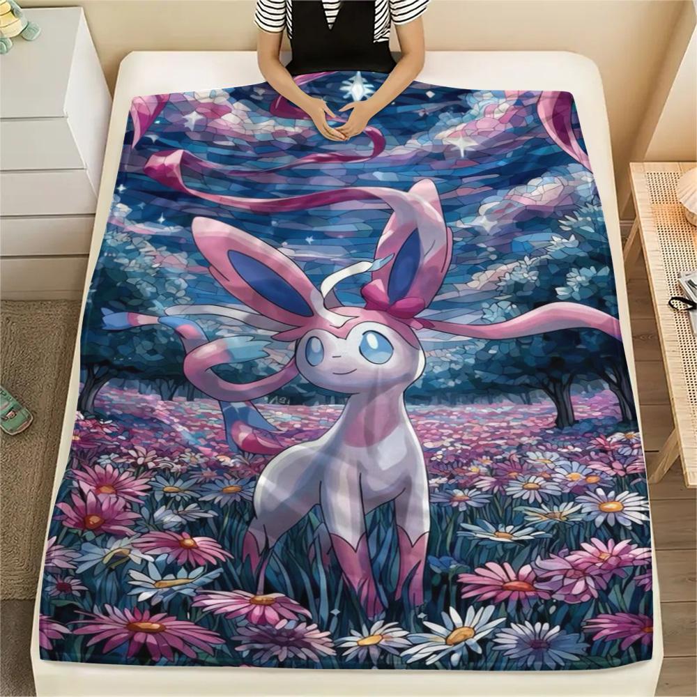 Sylveon Warm Print Flannel Blanket for Home Bedroom Sofa Travel Picnic Use.-TING