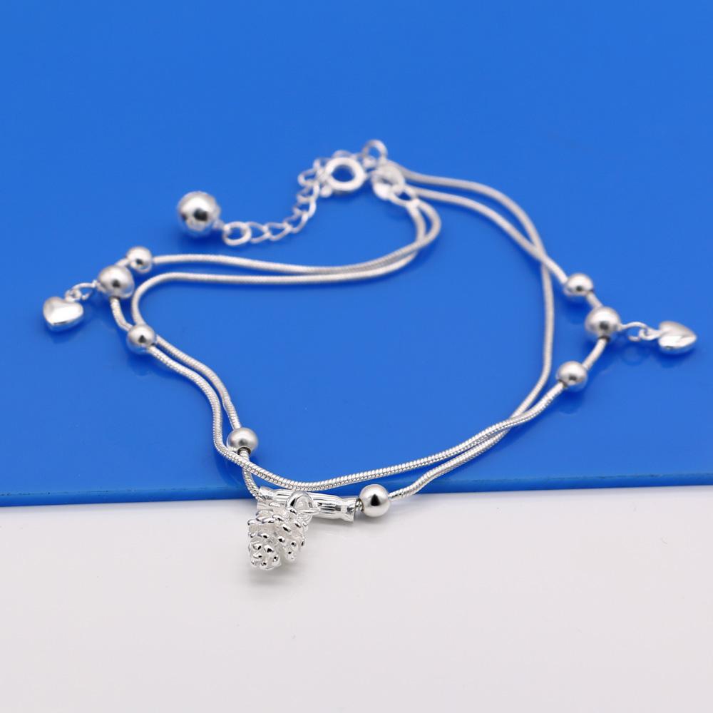 Cute Silver Jewelry 100 %925 Sterling Silver Anklet Pineapple Pendant Design Solid Silver Anklet Girl Charm Birthday Present