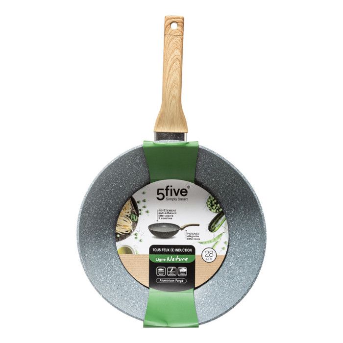 Wok aluminium forgé "Cuisson Nature" 28 cm