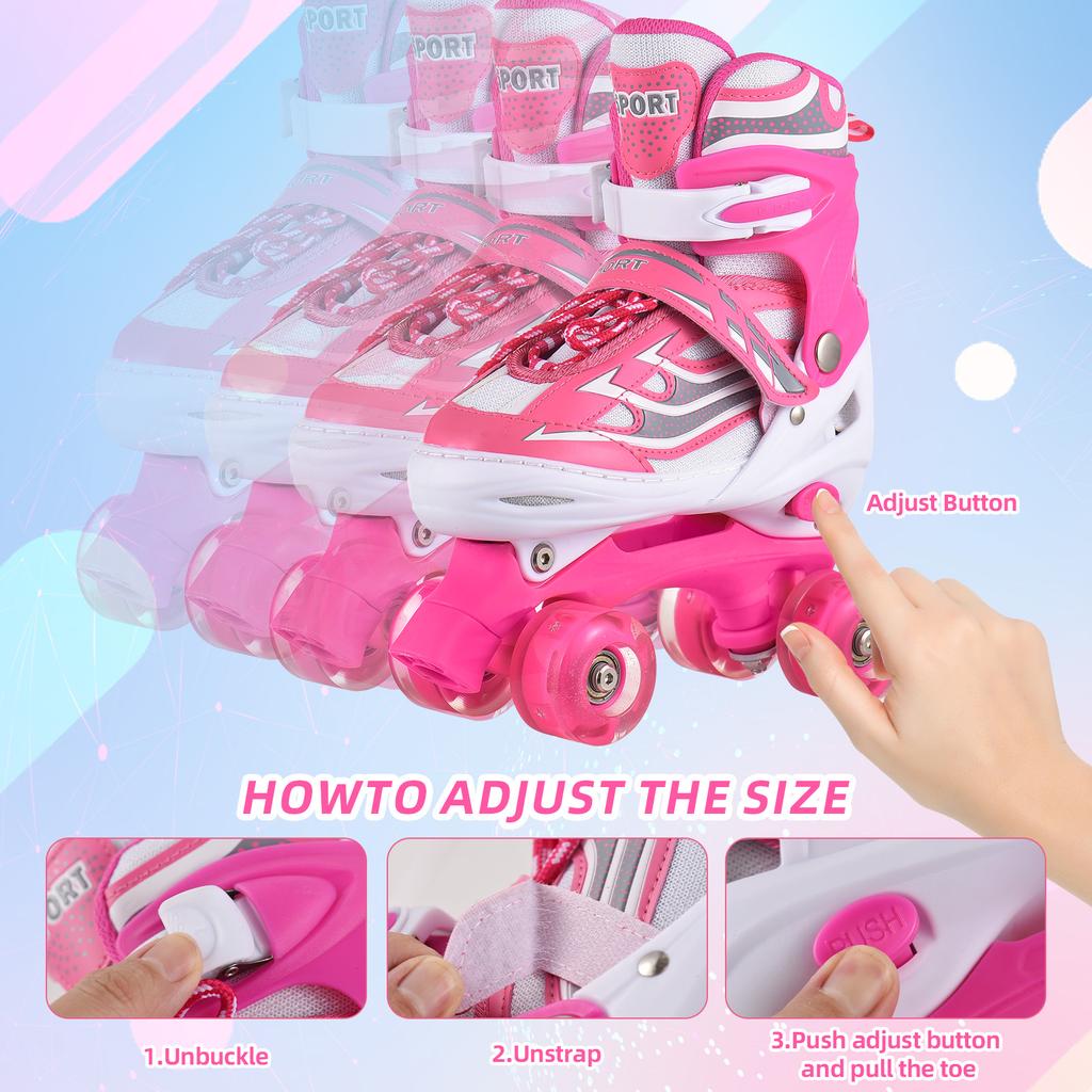 Light Up Roller Skates for Kids Perfect for Girls Ages 5 8 Ideal Rollerblades for Kids Ages 6 12 Adjustable Size