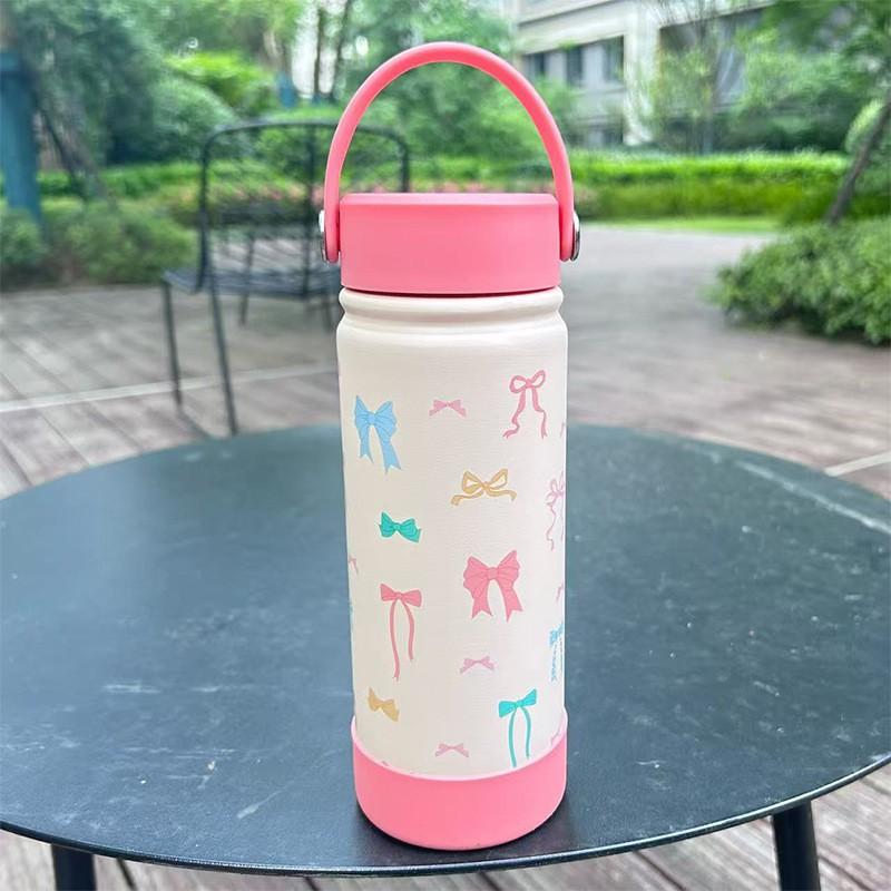 Stainless Steel Vacuum Insulated Travel Mug With Handle Carry Rope 600ml Leakproof Thermos Outdoor Gym Car Office