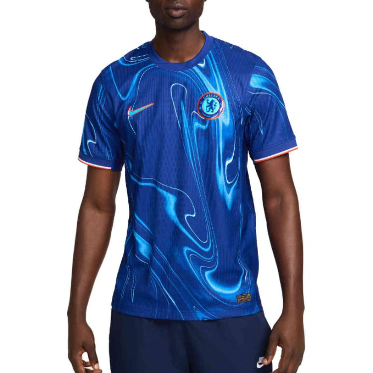 Nike Футболка Chelsea Club 2024/25 Home легкая, быстросохнущая, с коротким рукавом, мужская, Impact-Blue Team-Orange White FN8760-496