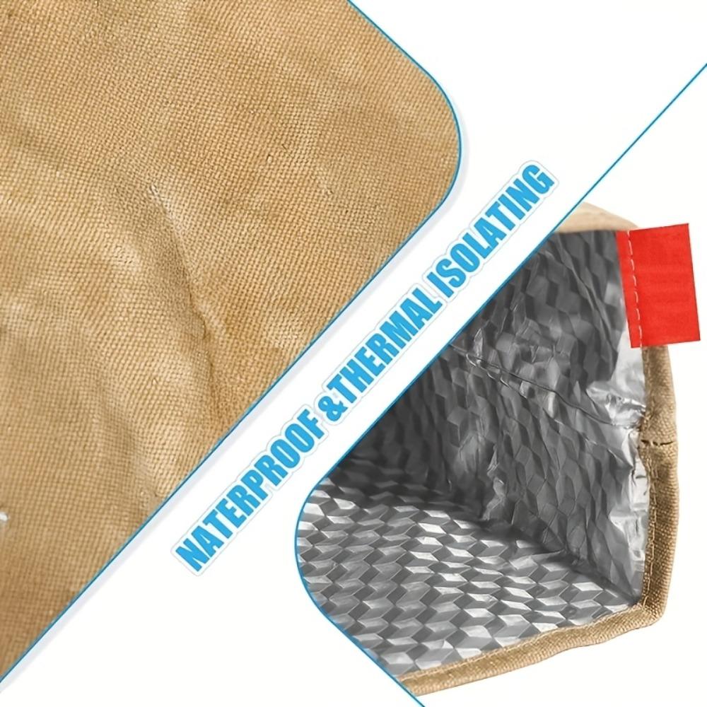 Large Capacity Insulated Lunch Bag Waxed Canvas Lunch Storage Bag For Kitchen Accessories