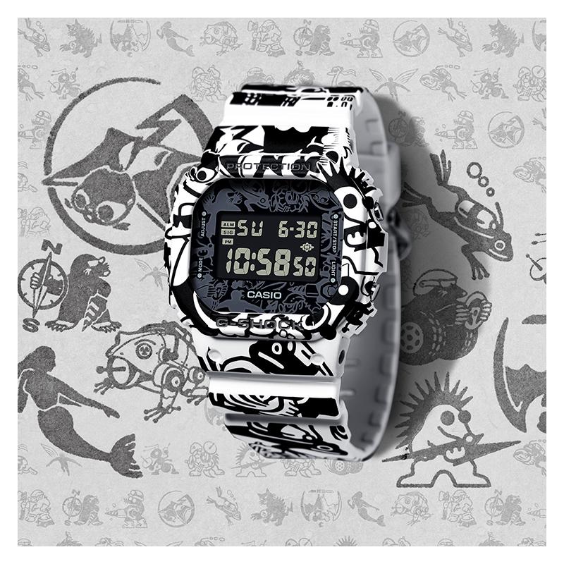 Casio G-SHOCK Серия G-UNIVERSE граффити ретро классический маленький квадратный водонепроницаемый кварцевый механизм полимерный ремешок японские и корейские часы DW-5600GU-7PRG