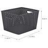 Large Gray Resin Wicker Storage Bin Lightweight Organizing Baskets with Handles Home Storage Solution Toy Book Organizer