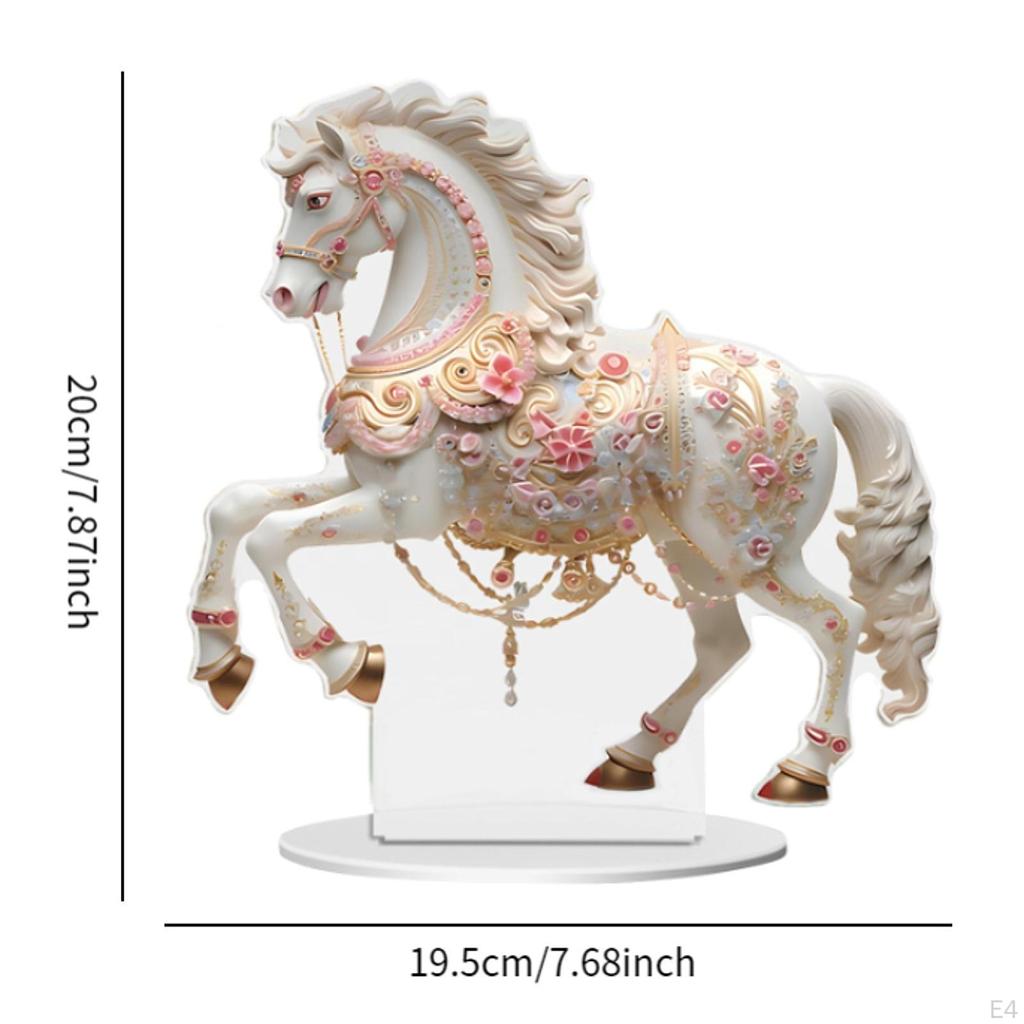 Акриловая фигурка в форме лошади 2D, декоративная фигурка для стола с основанием, скульптура, статуэтка для