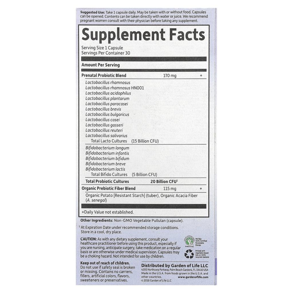 Dr. Formulated Probiotics, Once Daily Prenatal (No Refrigeration Required), 30 Vegetarian Capsules