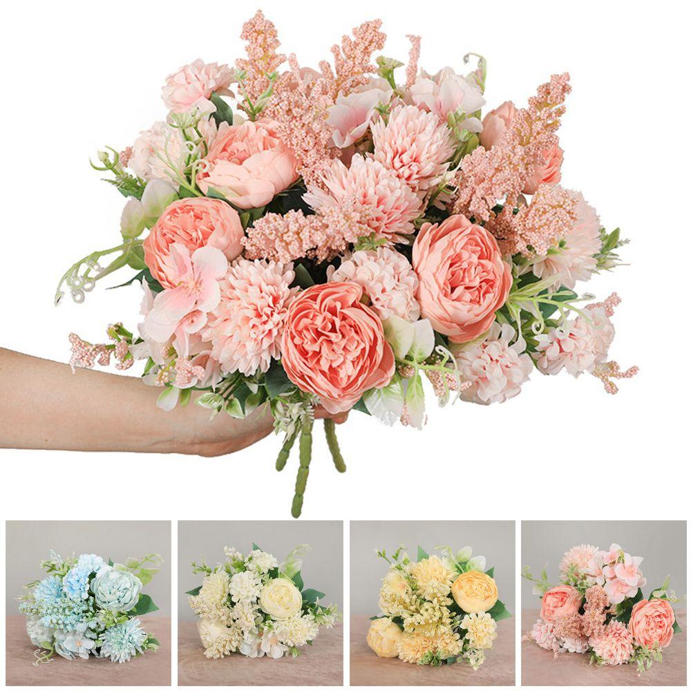 Реквизит Домашний Декор Искусственный Букет Искусственный Пион Гортензия Вечеринка Свадебное Украшение Шелковый Цветок Розы