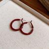 Анкара Красный Иглы Серебра Капли Масла Серьги-кольца: Женский ретро стиль Гонконга, универсальный, с уникальным дизайном.
