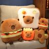 Cartoon Capybara Hamburger French Fries Toast Plush Pillow Kawaii Capybara Stuffed Toy Animals Sofa Cushion Decor Birthday Gift