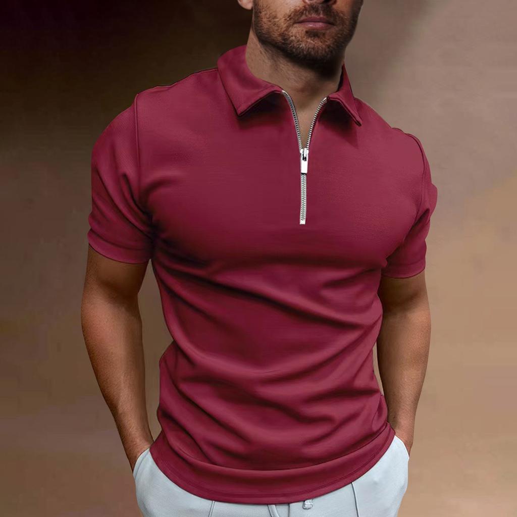 Summer Men's Sports Short Sleeve Golf Youth Men's Zipper Casual Top