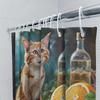Cute Cat and Fresh Orange Shower Curtain for Home Decoration - Vibrant and Whimsical Design Suitable for Wet and Dry Separation
