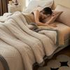 Тяжелое коралловое флисовое одеяло, двухслойное, плюшевое, теплое для осенне-зимнего периода, модное, полосатое, в клетку, из тафты, для дивана, для сна