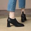 New Women Retro Naked Boots,Stretch Knitted Autumn Shoes,Slip on,Square High Heels Ankle Botas,Black,Brown.Dropship