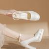 Белые атласные туфли на платформе для невесты, в стиле Мэри Джейн с круглым носком и массивным каблуком для женщин, удобные свадебные туфли.