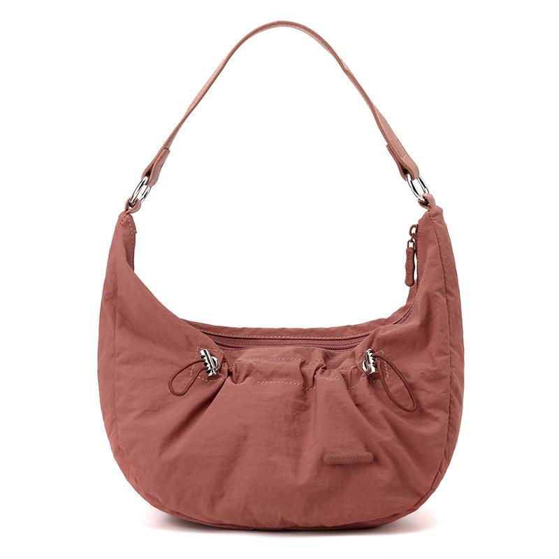 Retro Literary and Artistic Lazy Wind Lady Pleated Drawstring Casual Shoulder Bag Dumpling Bag