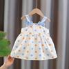 Детская одежда, платье для девочек, летнее детское платье с цветочным принтом, юбка-бретелька для детей 0-3 лет, юбка принцессы для малышей