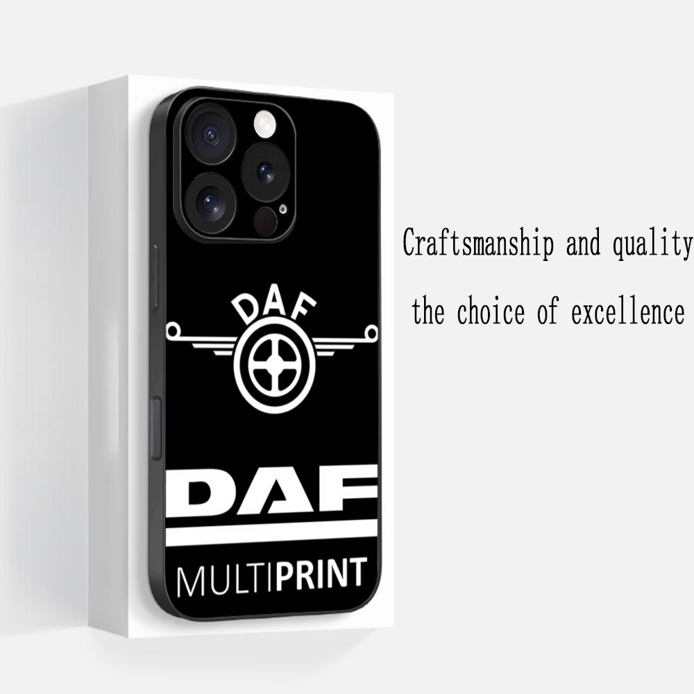Логотип D-dafs логотип автомобиля модный узор Чехол для телефона Для iPhone 17 16 e 15 14 13 12 Plus Mini Pro Max Мягкий черный Ударопрочный чехол
