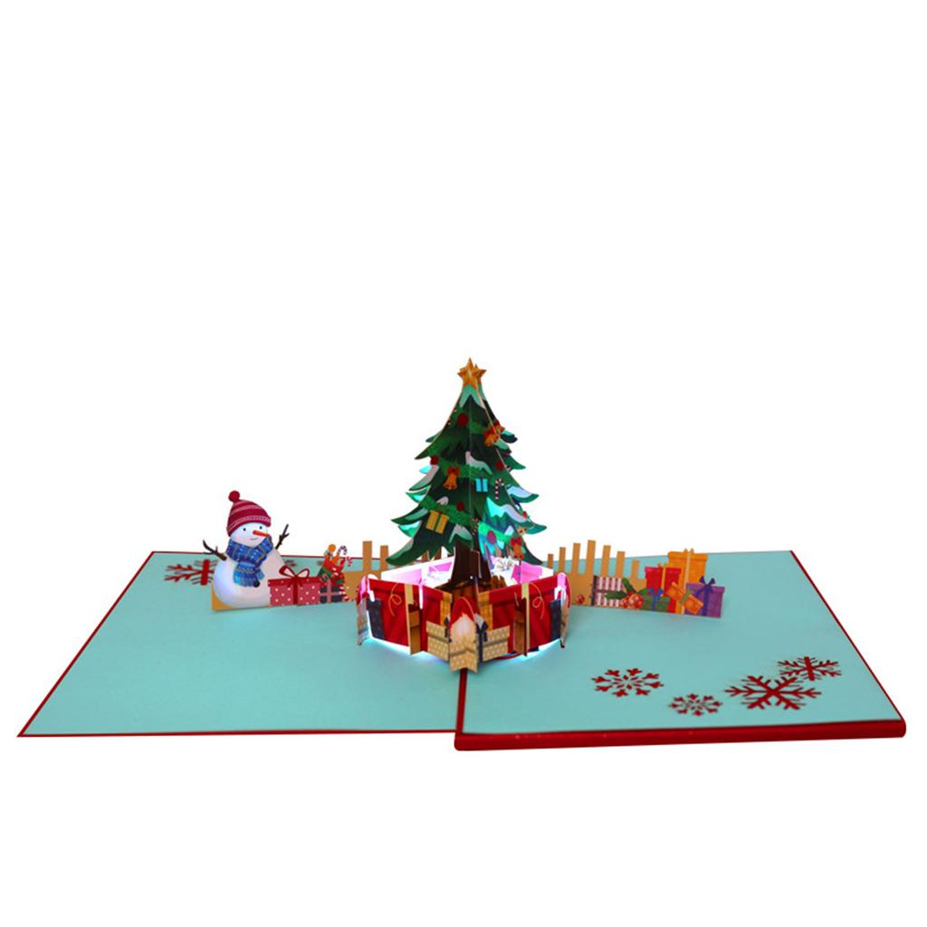 3D Pop Up Рождественская Поздравительная Открытка С Огнями И Мелодичной Рождественской Мелодией Нежное Праздничное Украшение И Подарок